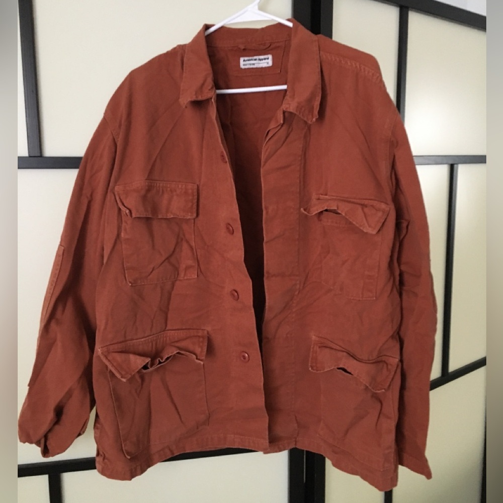 AMERICAN APPAREL - Burnt Orange Cargo Button up XL